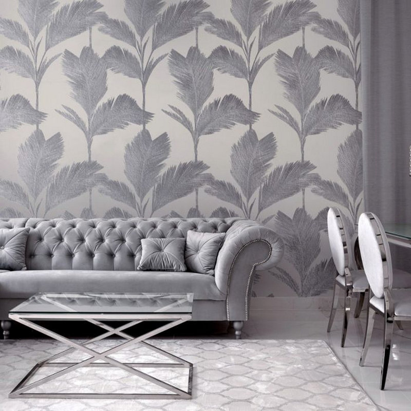Abbaigh 10m x 53cm Matte Wallpaper Roll, Silver/Grey