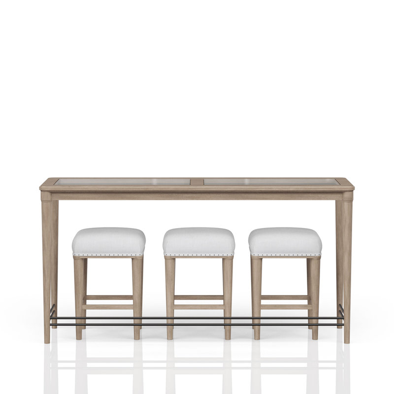 Console en verre givré avec 3 tabourets