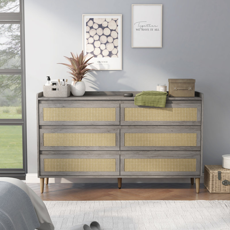 Duncanville 63'' W 6 - Drawer Dresser, Black/Beige