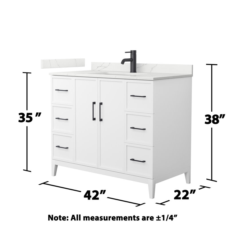 Elan 42'' W Vanity, White, Single, Matte Black