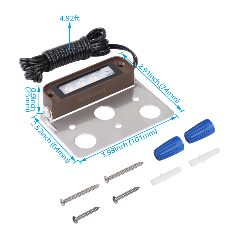 Projecteur DEL basse tension Angolo de 4 po pour l'aménagement extérieur, les murs de soutènement et les marches pavées, 2 W