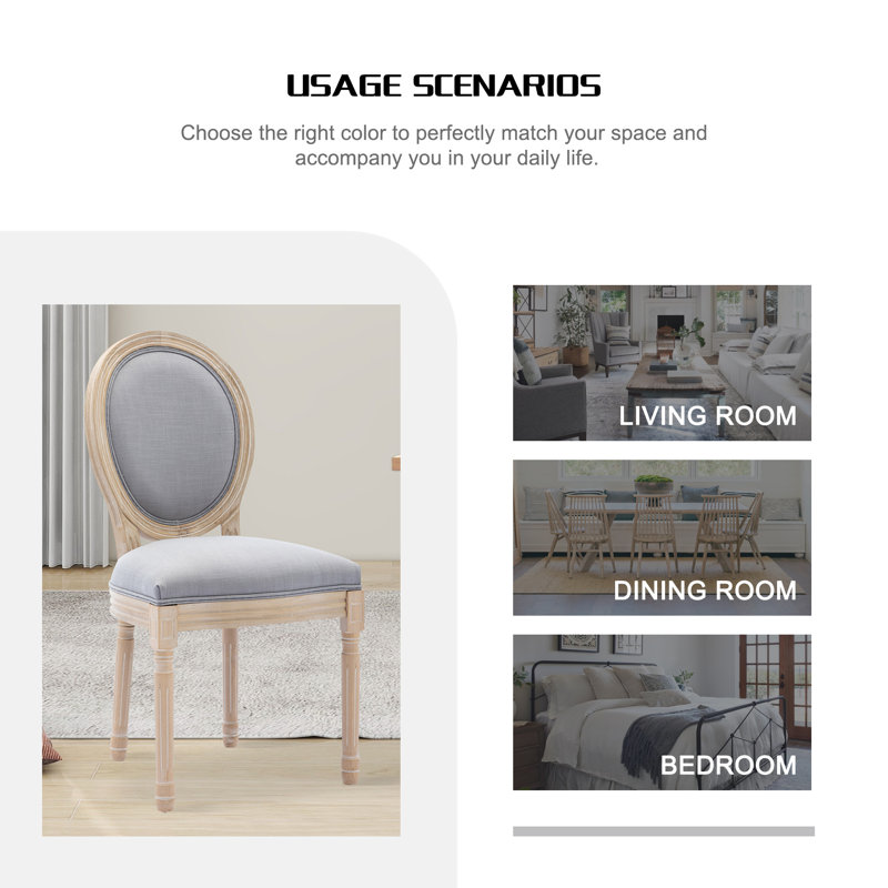 Chaise de salle à manger à dossier ovale classique, ensemble de 2, convient à la décoration intérieure et à l'espace repas (gris)
