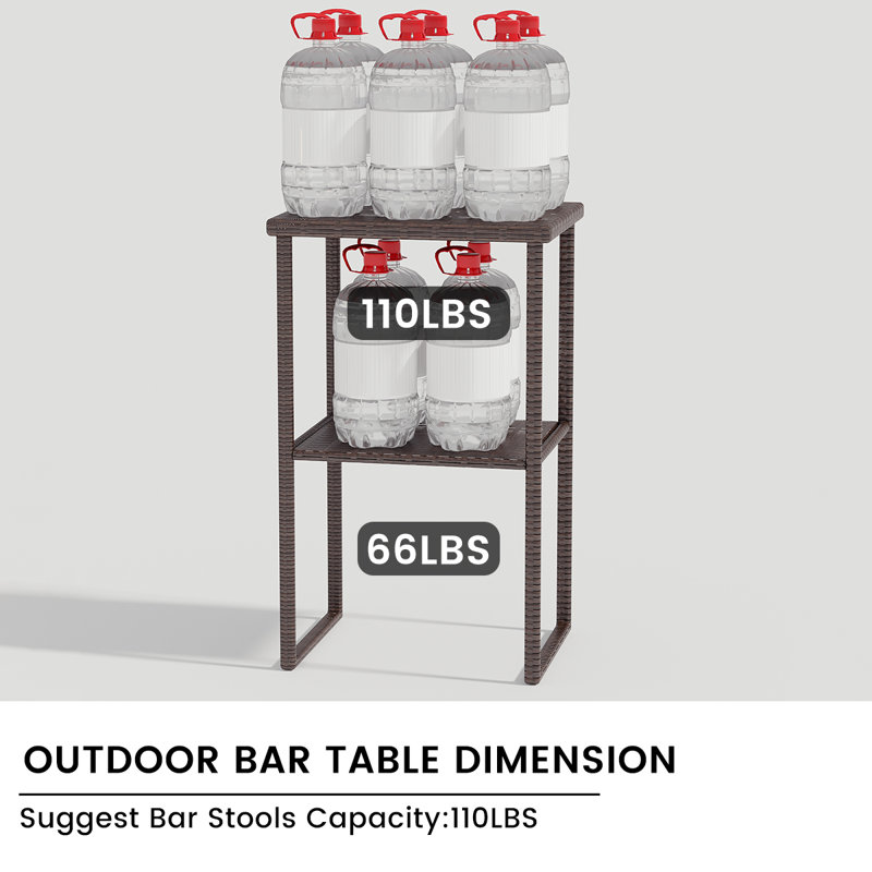 Table de bar en osier, Brun