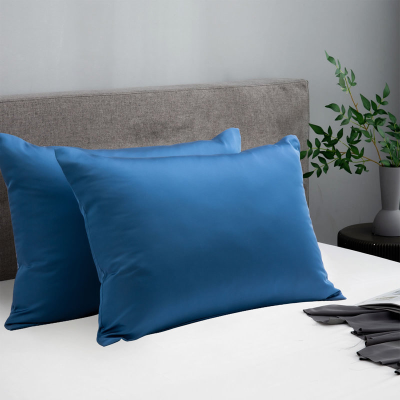 Silk Luxe Pillowcases (set of two), Twin Pillowcase, True Navy