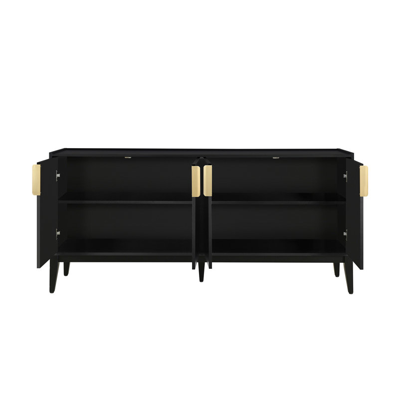 Armoire de rangement Buffet avec 4 portes pour le couloir, le vestibule, le salon et la tablette réglable, Noir