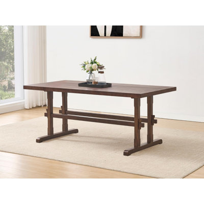 Table de salle à manger 69 po en bois massif de style Mid-Century moderne pour 6 à 8 personnes