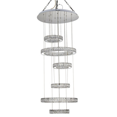 Galaxy 6-Ring LED Crystal Chandelier - Chrome