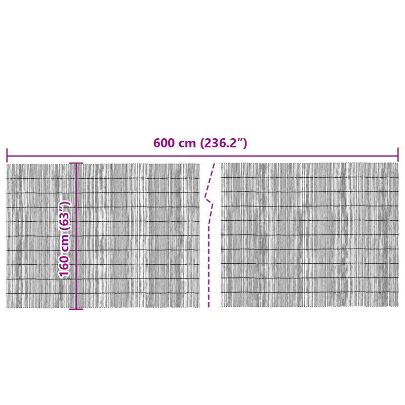 160cm H x 600cm W Bamboo Border Fencing