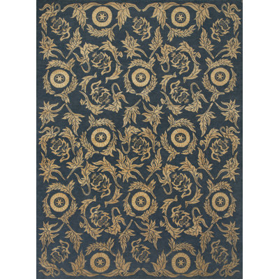 Ravenna Floral Area Rug in Gold/Dark Green