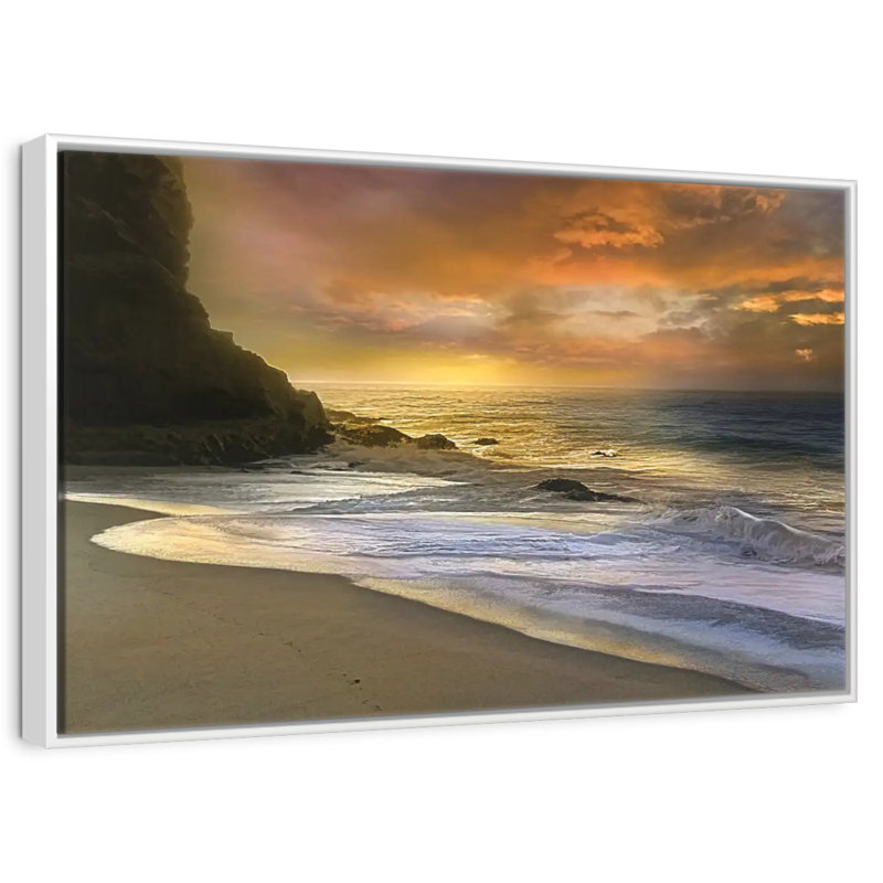 Feu du matin, Cadre flottant blanc, 40 po x 27 po