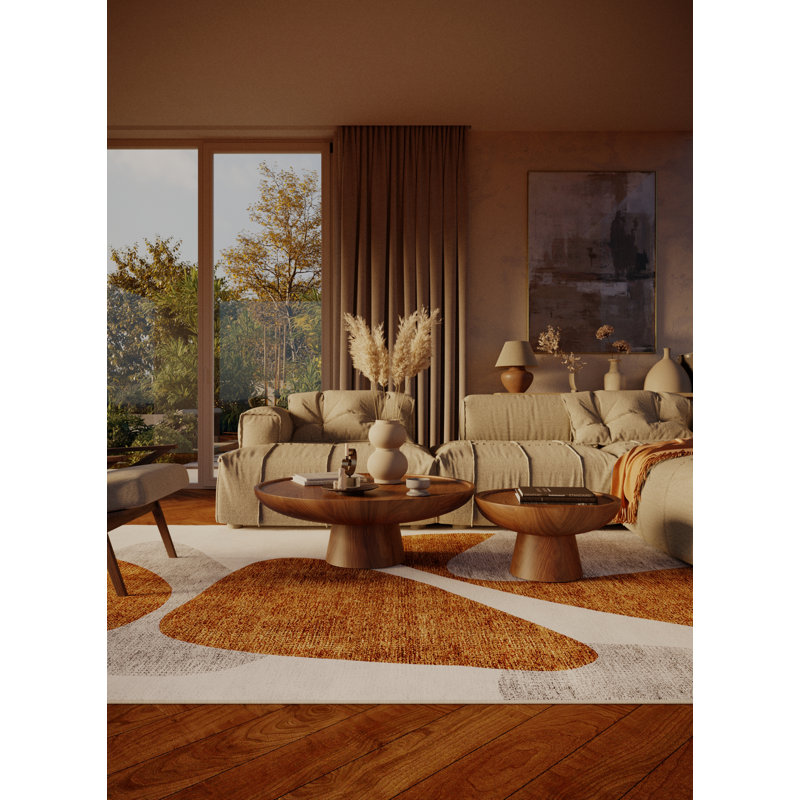 Rajiv Washable Abstract Indoor Rug, Square 4'