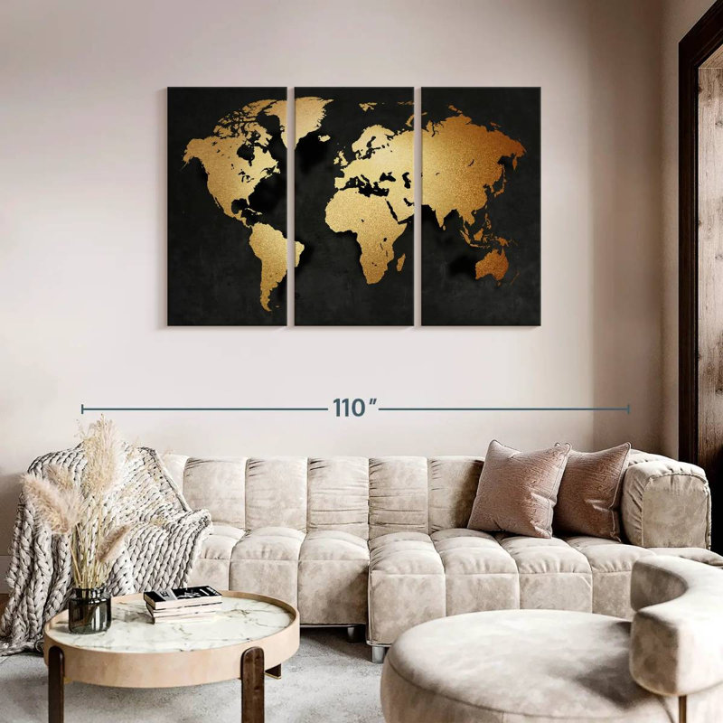 «Gold Map», reproduction sur toile, H 74 po x l 48 po x P 1,25 po