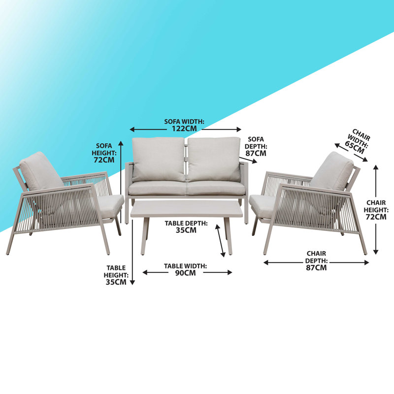 Aeleigh Metal 4 - Person Seating Group with Cushions