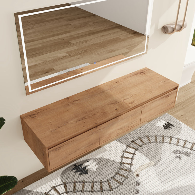 60'' Wall-Mounted Bathroom Cabinet with Open & Closed Storage