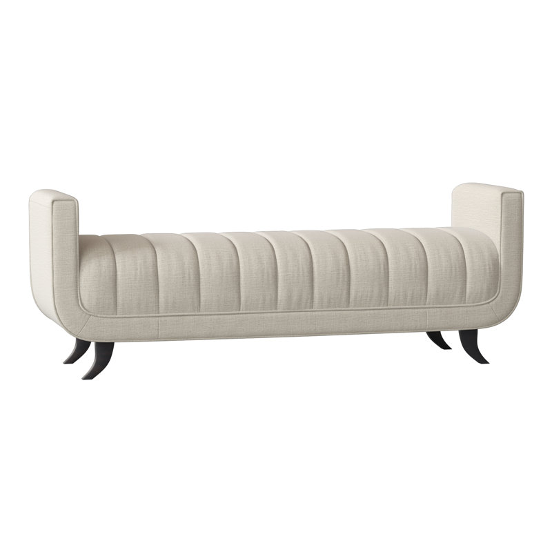 Salon Upholstered Bench, Filigree Ivory, Espresso