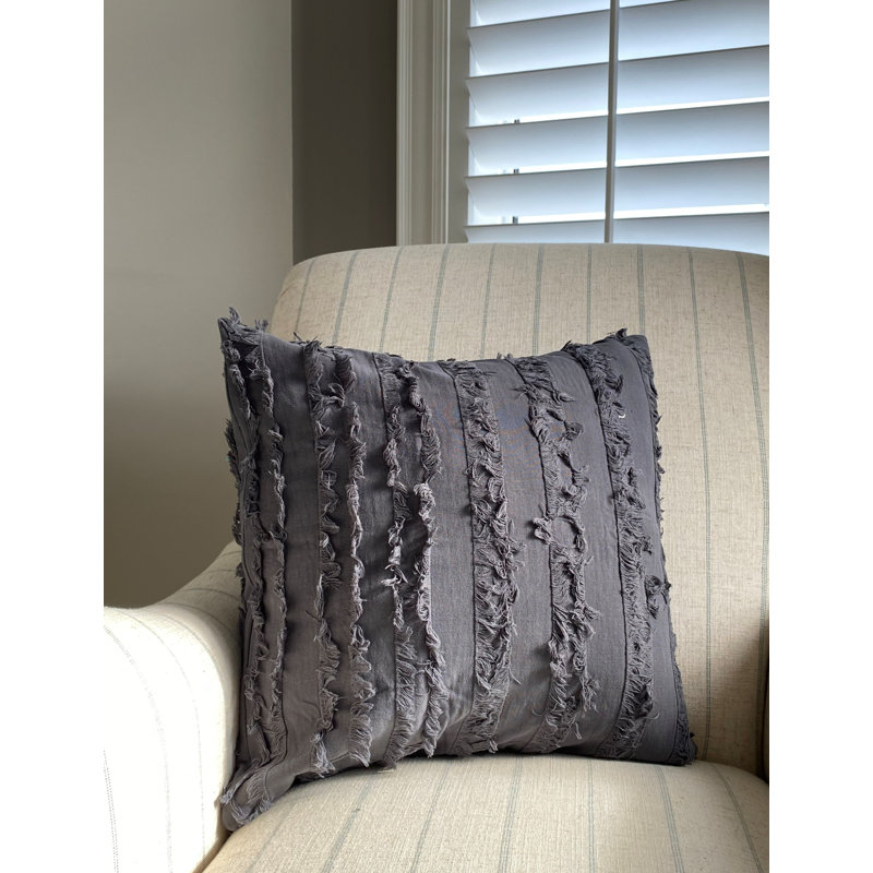 Housse de coussin Fringe, Gris anthracite