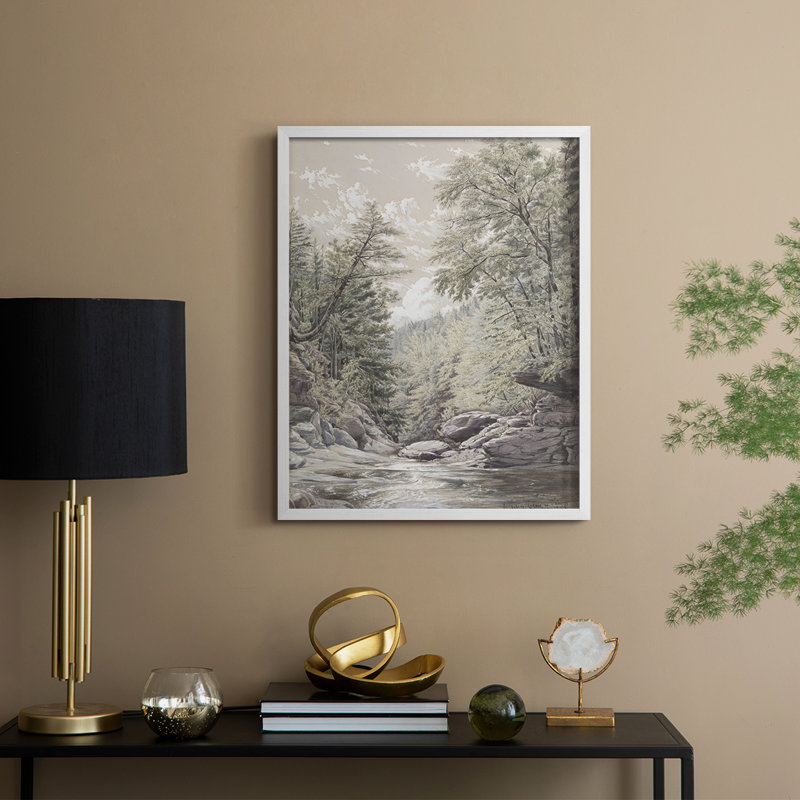 Reproduction encadrée vintage en bois massif Cxxxiv, H 11 po x l 9 po, Blanc