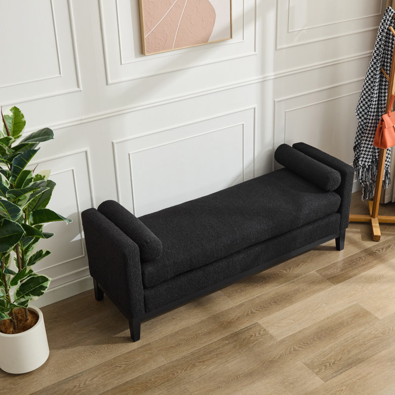 Banc rembourré l 66,32 po Saakshi, Noir, noir, noir, noir, Noir, noir, noir, noir