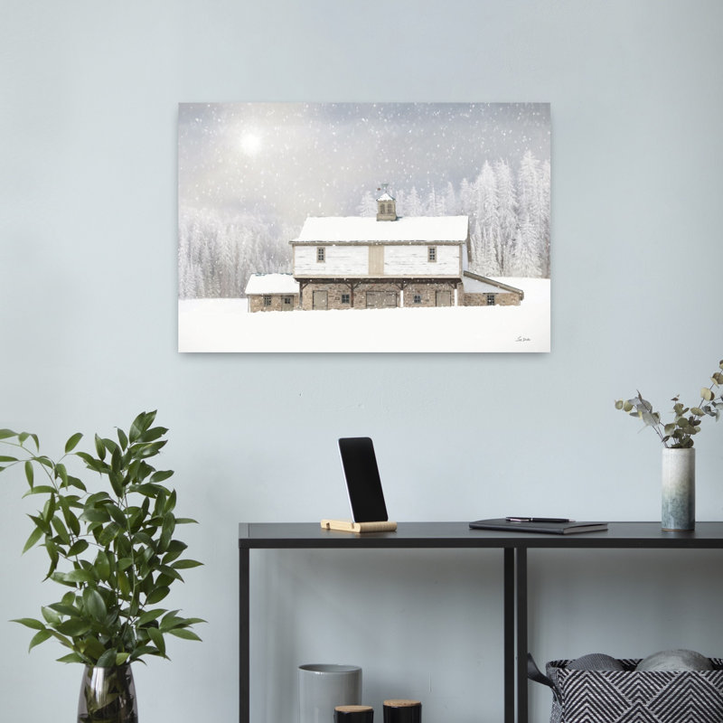 Paysage d'hiver abstrait enneigé, H 24 po x l 16 po