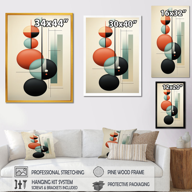 «Rising with the New Moon Geometrics Retro» - imprimé, H 32 po x l 24 po x P 1 po, Cadre simple noir