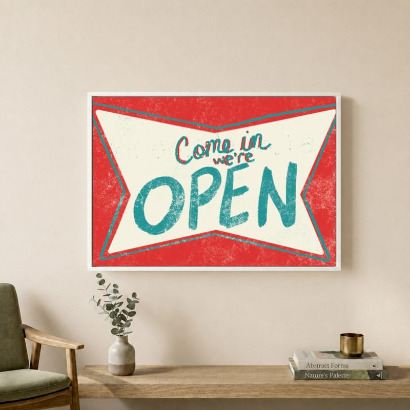 «Retro Open Sign» par Jen Bucheli - Impression sur toile