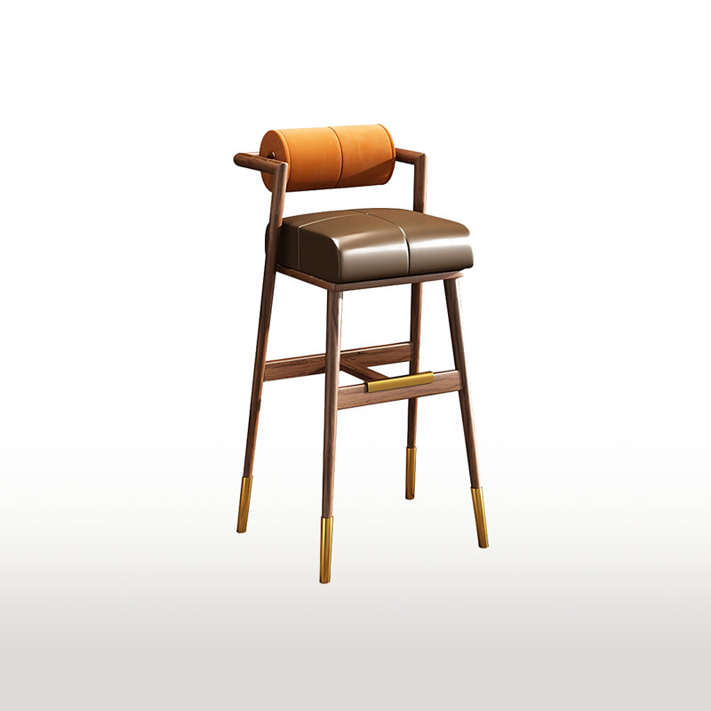 40.16"H Retro Solid Wood Backrest Bar Stool