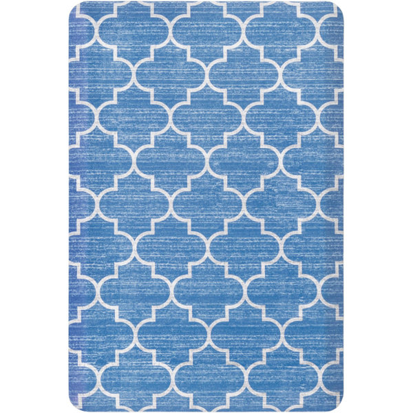 Bungalow Rose Donleavy Polyvinyl Chloride Blue Rug | Wayfair