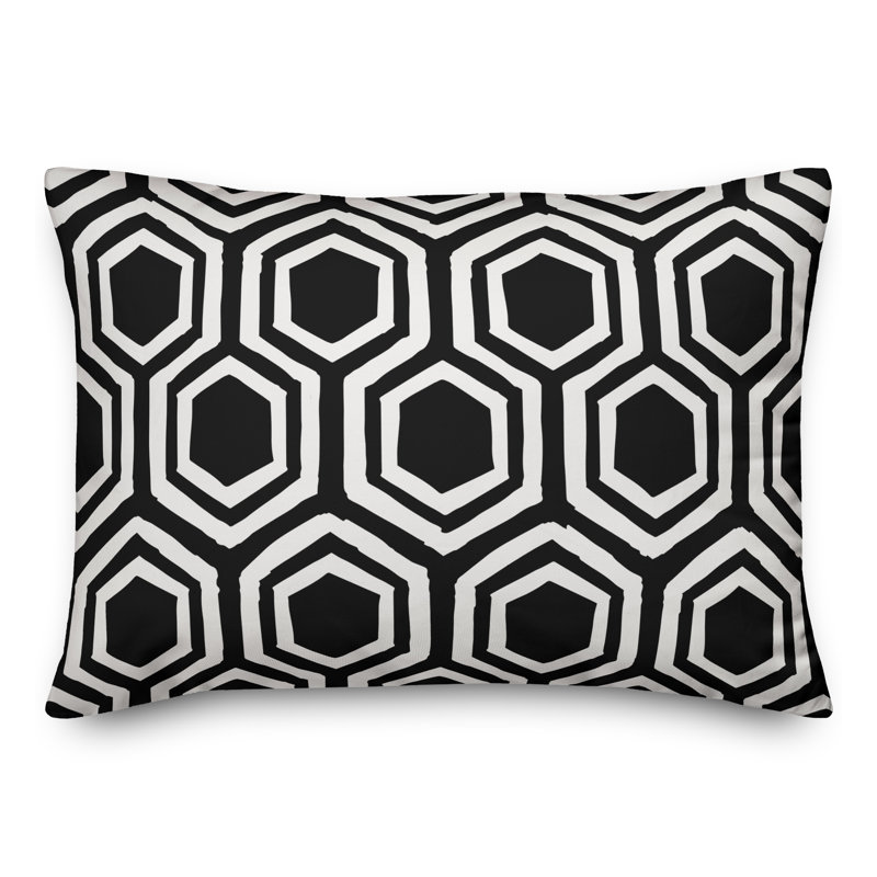 Coussin Honeycomb, Noir / blanc