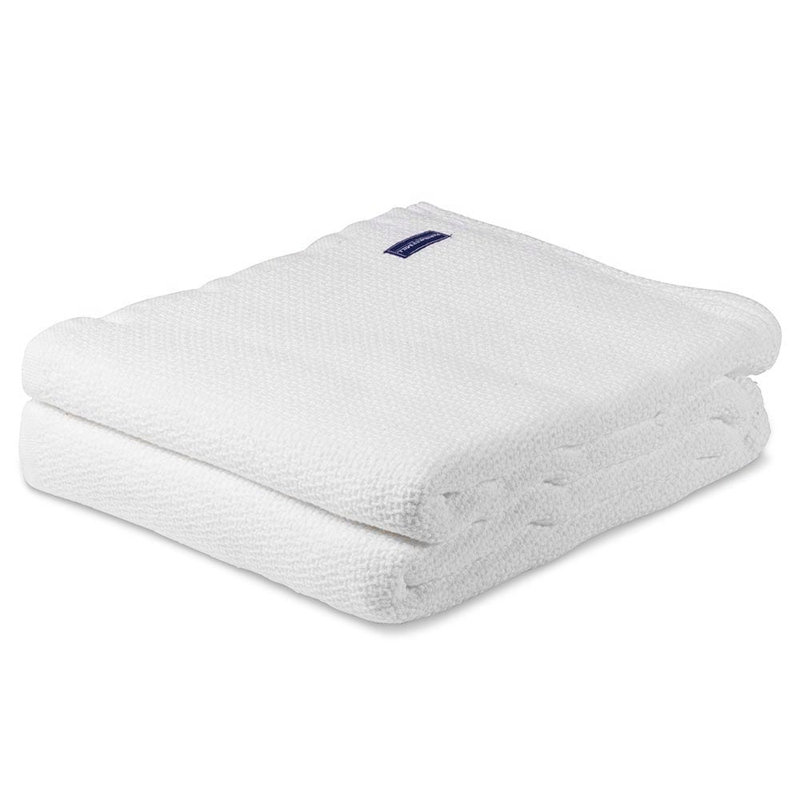 Edgecomb Cotton Blanket, 72" x 96", White
