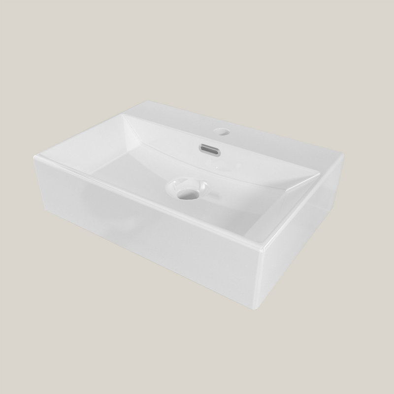 Belfry Bathroom Mahon 50 mm L x 35.5 mm W Natural Ceramic / Porcelain Rectangle Sink and Overflow