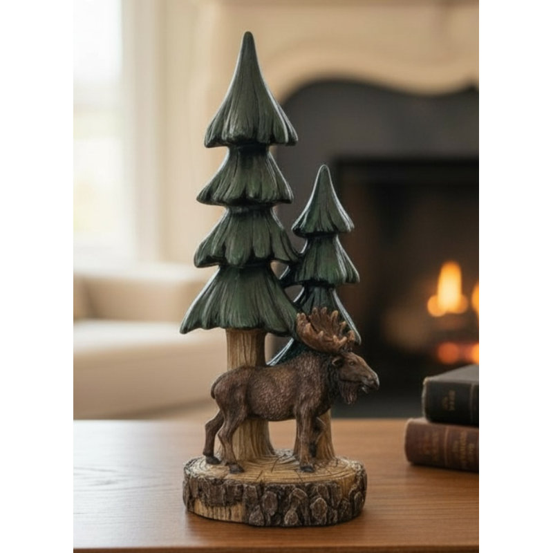 Figurine décorative orignal et arbre