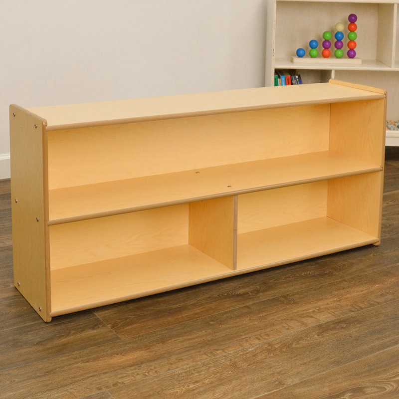 Little Explorer's Natural Wood 2-Cubby Kids Storage Shelf