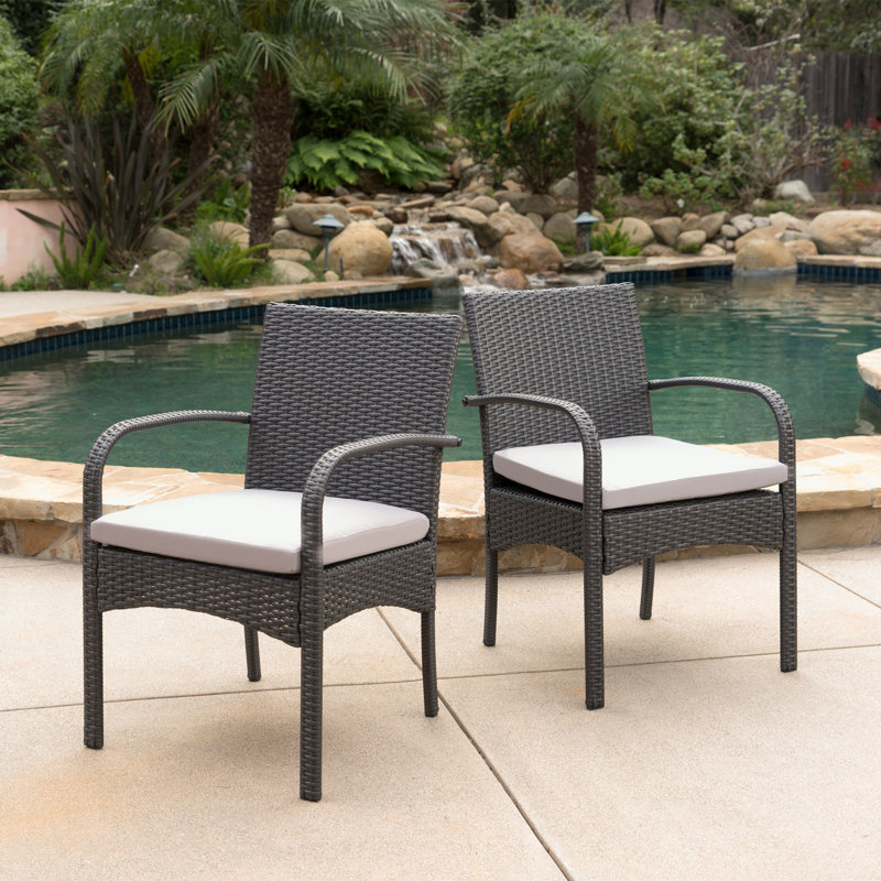 Wicker Armchair set of 2 with soft seat cushion
