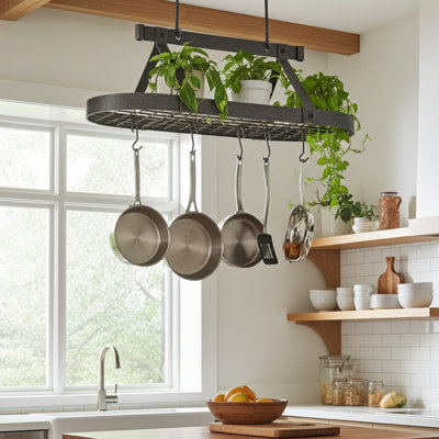 Handcrafted French Oval Ceiling Pot Rack