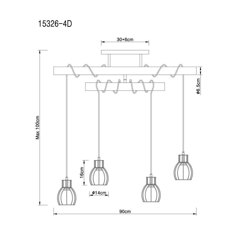Pinkham 4 - Light Black Cluster Pendant