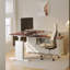 Ashantey 60" L-Shaped Executive Electric Standing Desk with Fluted Roman Legs, Privacy Modesty Panel and Wire-125361230