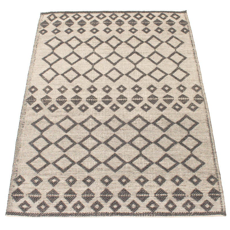 Tapis gris foncé / brun en laine tressée à la main Baugh Southwestern