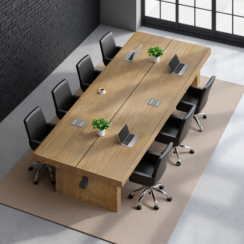 Table de conférence en bois massif industriel moderne pour 8 à 10 personnes, H 29,53 po x L 110,24 po x l 39,37 po