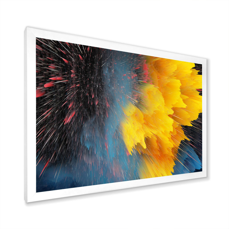 «Yellow Spash Clouds», reproduction sur toile flottante, H 16 po x l 32 po x P 1 po, Cadre photo blanc