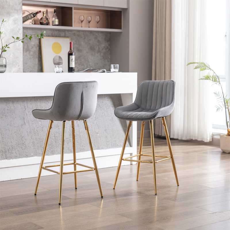 Ensemble de 2 tabourets de bar, Tabouret de comptoir (siège d'une hauteur de 26 p, Gris
