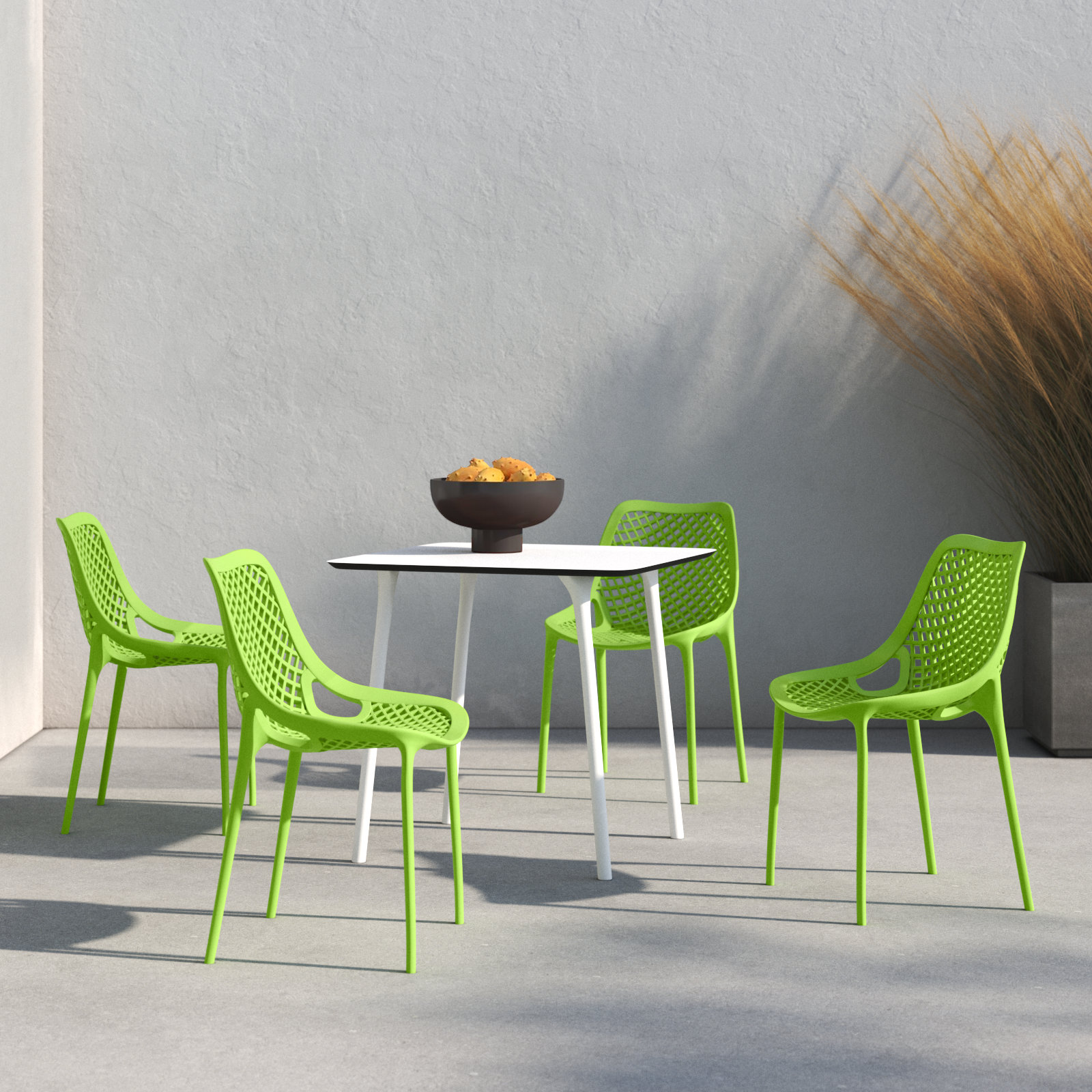 Farrah 31" Patio Dining Set, White/Tropical Green