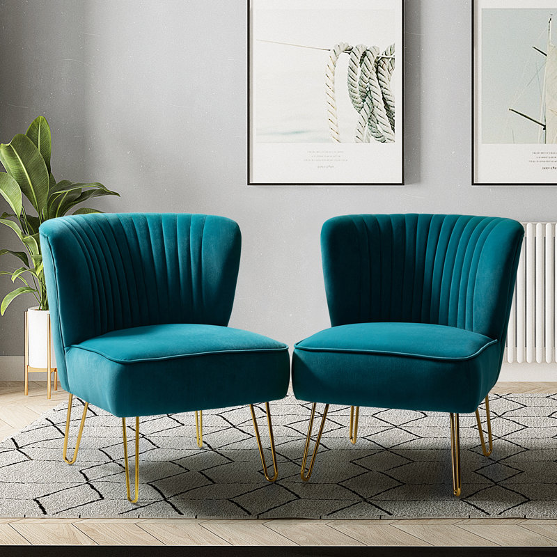 Euclid Velvet Side Chair, Blue Velvet