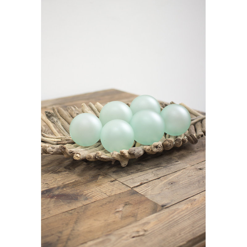  Boule de verre recyclé givré - décorative 4 po - ensemble de 6