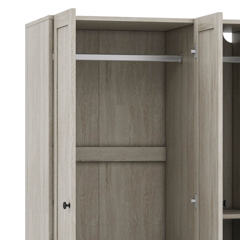Armoire haute autoportante Vanzandt avec 3 portes et tablettes, Gris