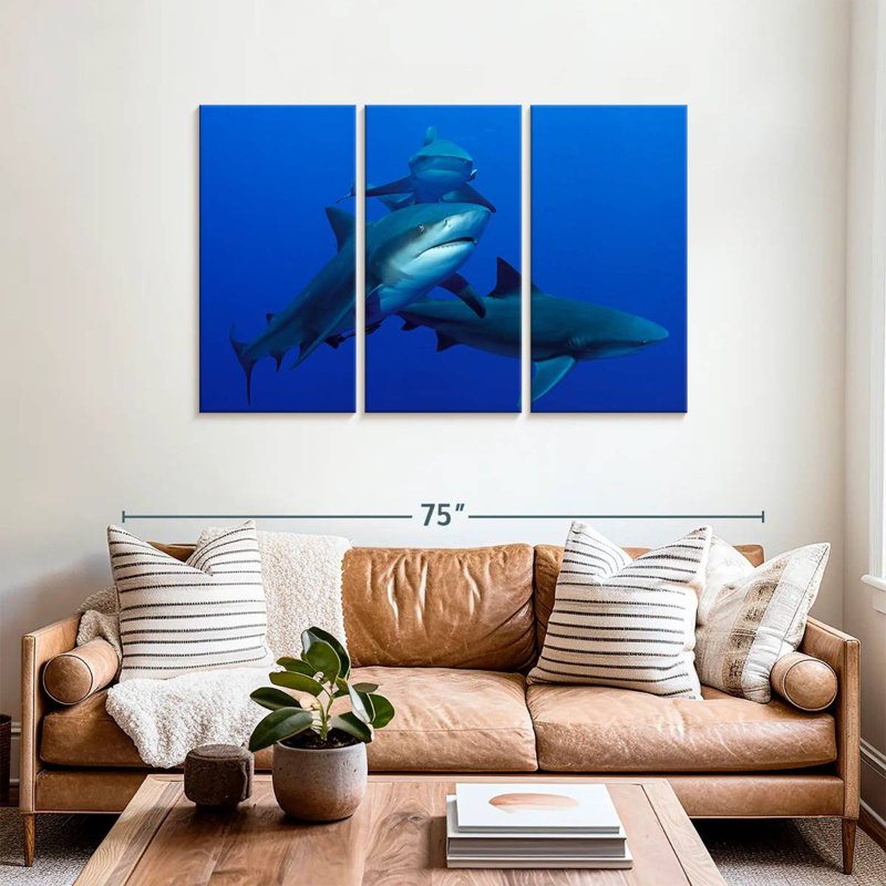Brampt Triple Sharks, 36" H x 57" W