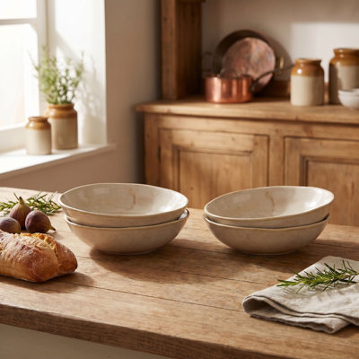 Plum Stoneware Bowl with Reactive Crackle Glaze