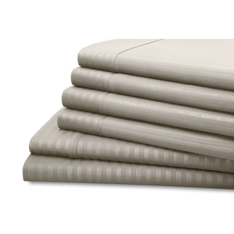 Hotel New York 4 or 6 Piece Dobby Stripe Sheet Set, Light Gray, King