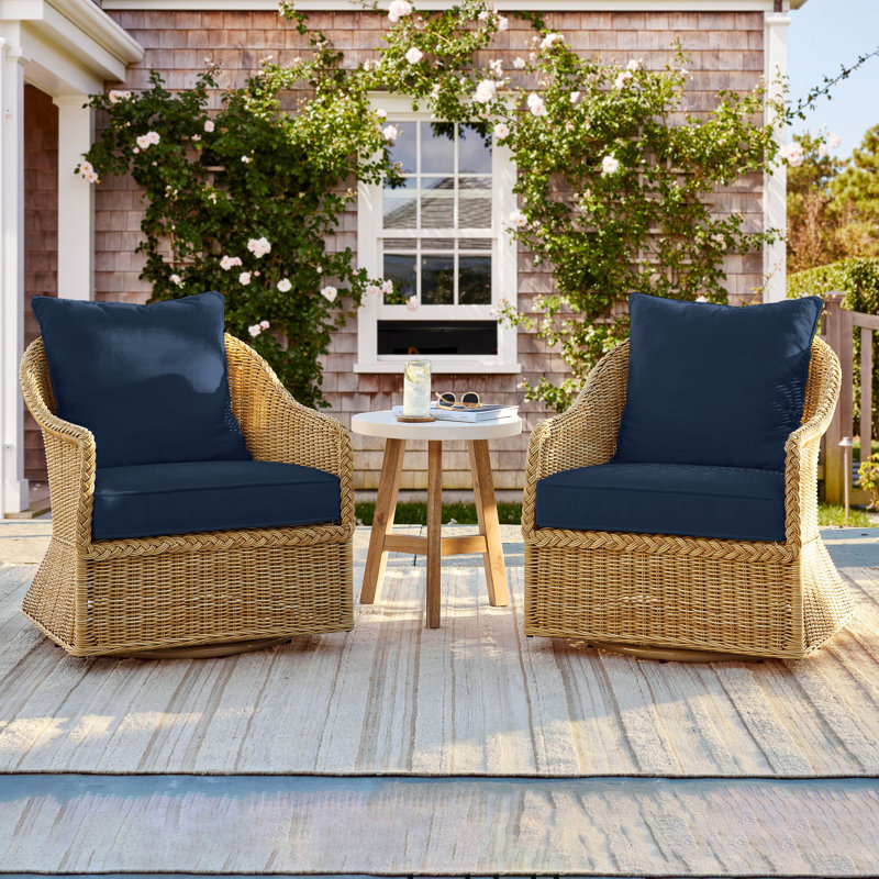 22"W X 24"D Outdoor Deep Seat Cushion Set Outdoor Seat/Back Cushion, Navy Blue