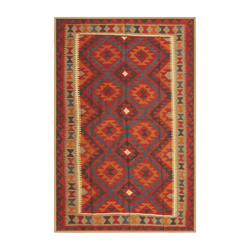 Tapis noir/orange/beige contemporain Meith, Rectangle 2 pi x 4 pi