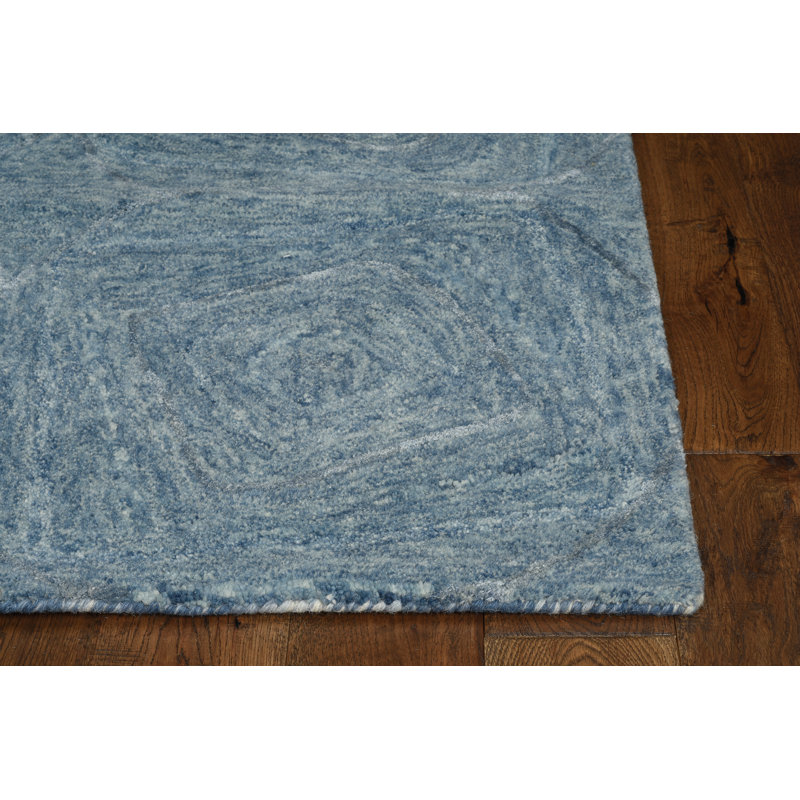Tapis crocheté à la main Serenity, Rectangle 7 pi 6 po x 9 pi 6 po, Marine